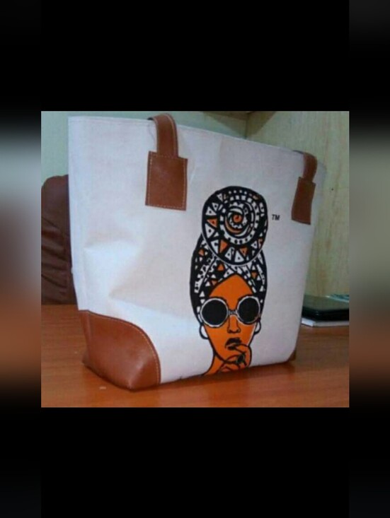 Source Unknown Handbags - Canvas Tote Bag with Ethnic Beauty Face